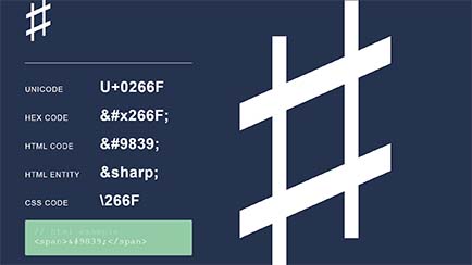 HTML Code for music Sharp symbol; circa 2022